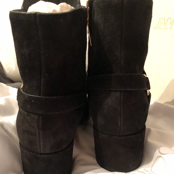 JIMMY CHOO 40MM MALIN SUEDE BOOTIE BLACK/CRYSTAL - Picture 6 of 9